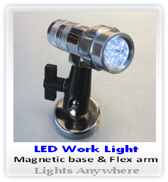 LED Work Light
Magnetic base & Flex arm
Lights Anywhere
